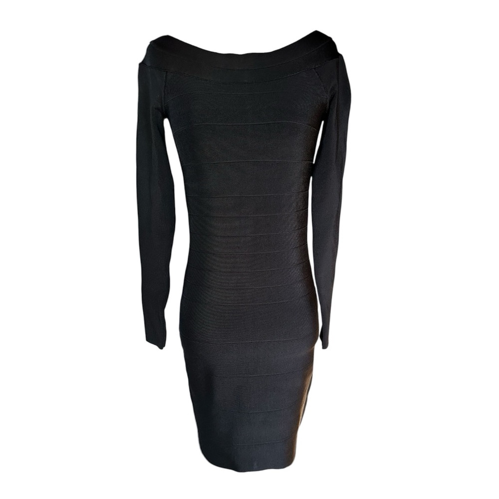 bebe Sexy Stretch Black Bandage Dress Cocktail Party Club Bodycon Medium